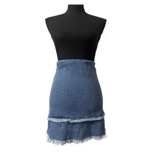 Blue South Western Hippie Boho Beachy Coastal Cowgirl Fringed Mini Skirt 0 XS